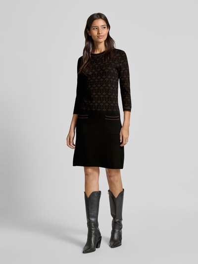 JOOP! Sukienka o długości do kolan z dzianiny z mieszanki wiskozy z rękawem o dł. 3/4 Średniobrązowy 1