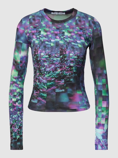 Calvin Klein Jeans Shirt met lange mouwen en all-over look, model 'HYPER' Zwart - 2