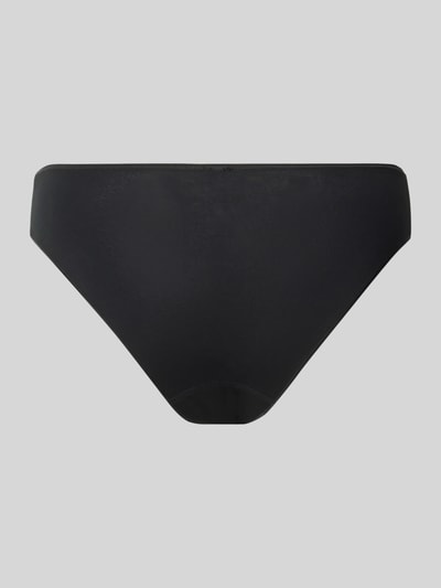 Produktfoto, schwarzer Slip aus Baumwoll-Mix Modell 'Rio' von SKINY, körpernahe Passform, elastischer Bund, glatte Textur, Label-Detail