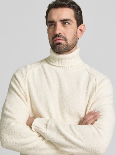 HUGO Regular Fit Rollkragenpullover aus Baumwoll-Mix Modell 'SAN RUDI' Offwhite 3