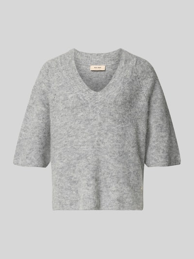 MOS MOSH Sweter z dzianiny z szerokimi rękawami model ‘TACI’ Średnioszary melanż 2