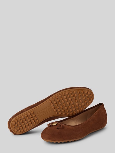 Lauren Ralph Lauren Lederballerinas mit Schleifen-Detail Modell 'JAYNA DRIVER' Cognac 4