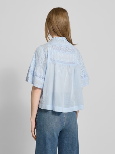 Neo Noir Relaxed fit blouse met gehaakt kant, model 'Siama' Lichtblauw - 5