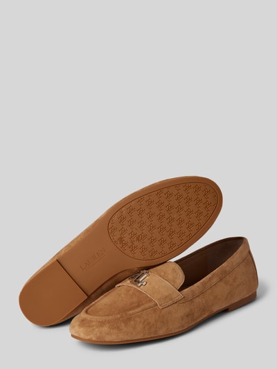 Lauren Ralph Lauren Leren loafers met labelapplicatie, model 'AVERI III' Camel - 3