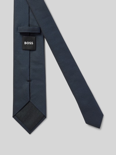 BOSS Slim fit zijden stropdas met structuurmotief Marineblauw - 2