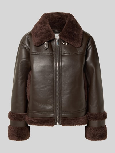 GUIDO MARIA KRETSCHMER WOMAN Bikerjack in leerlook, model 'Enie' Donkerbruin - 2