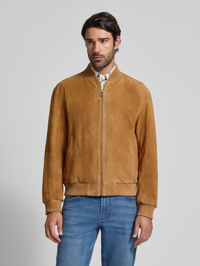 BOSS Regular Fit Lederjacke aus echtem Ziegenleder Beige 4
