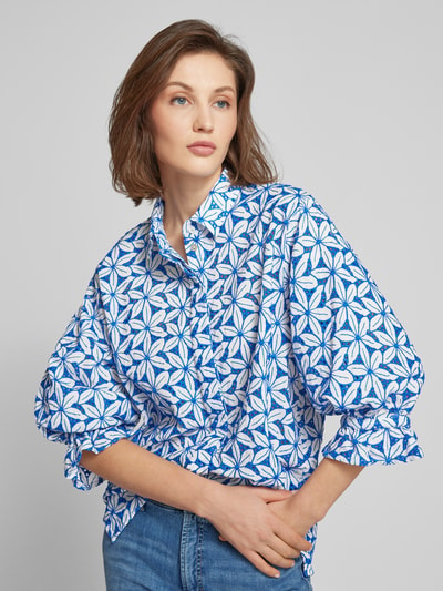 Christian Berg Woman Blouse met all-over motief Koningsblauw - 3