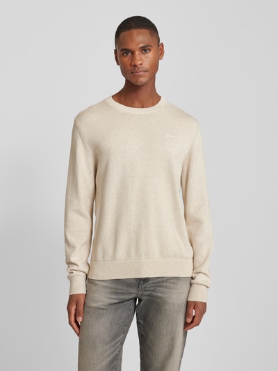 s.Oliver RED LABEL Regular Fit Strickpullover aus reiner Baumwolle mit Label-Stitching Sand 4