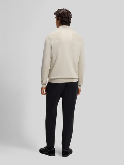 BOSS Green Sweter o kroju regular fit z dodatkiem żywej wełny model 'KN_Momentum-X QZ' Piaskowy 5