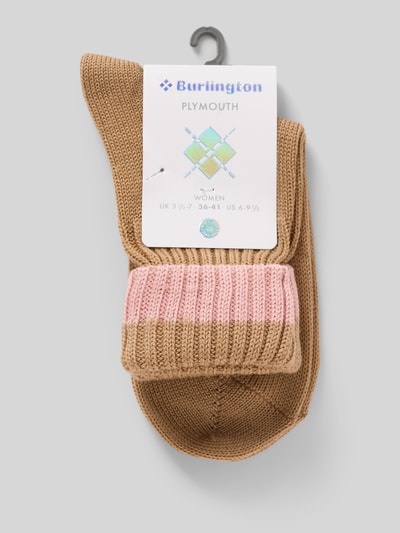 Burlington Sokken met labelprint, model 'PLYMOUTH' Beige - 3