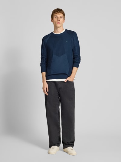 G-Star Raw Gebreide pullover met logostitching en ronde hals Marineblauw - 1
