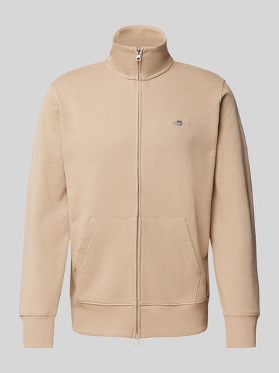 Gant Regular Fit Sweatjacke mit Label-Stitching Beige 1