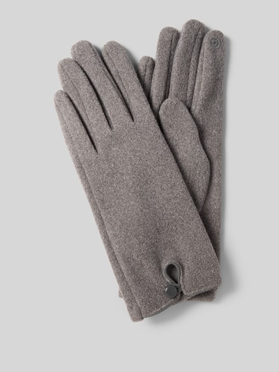 EEM Regular Fit Handschuhe mit Knopfverschluss Hellgrau Melange 1