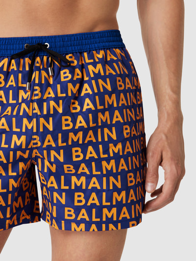 Balmain Badehose mit Allover-Label-Print Blau 3