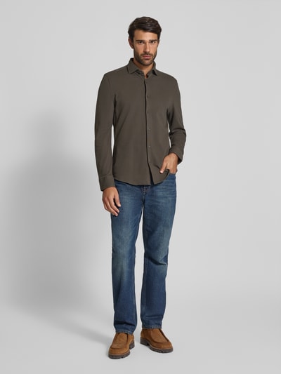 Marc O'Polo Shaped Fit Freizeithemd aus reiner Baumwolle Khaki 1