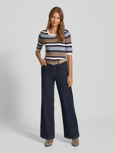 comma Strickpullover mit 3/4-Arm Rauchblau 1