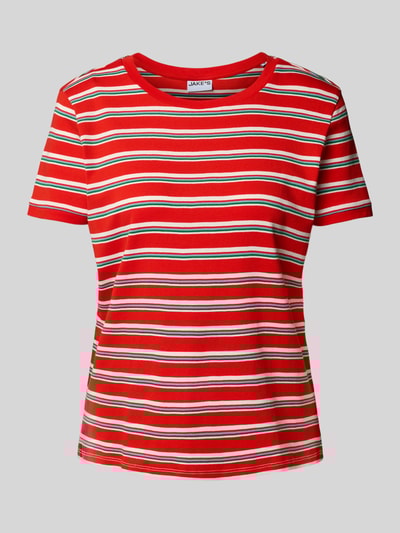 Jake*s Casual T-Shirt mit mit Streifenmuster Kirsche 2