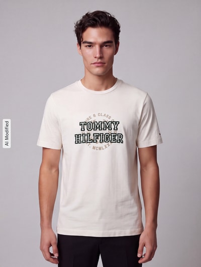 Tommy Hilfiger Regular Fit T-Shirt aus reiner Baumwolle Offwhite 4