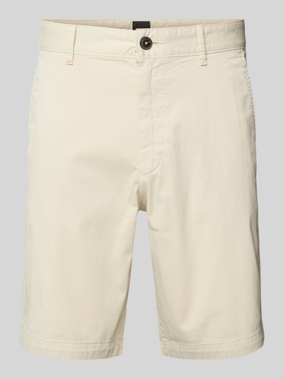 BOSS Orange Korte slim fit chino met ceintuurlussen Ecru - 2