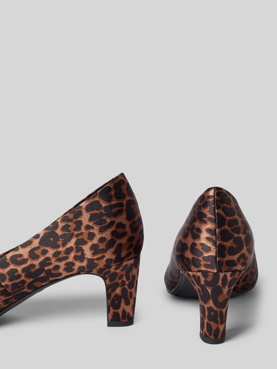 Produktfoto, Pumps mit Satin von Tamaris im Animal Print, abgerundete Spitze, Kitten Heel, leicht strukturierte Sohle, Allover-Muster