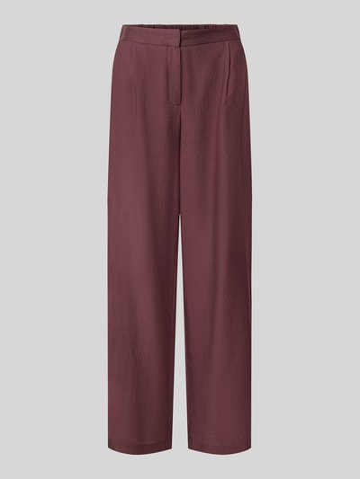 Productfoto, bordeauxrode wide leg broek van mix van lyocell en wol, gladde textuur, model 'P076' van Jake*s Collection, Dames wijdte broek