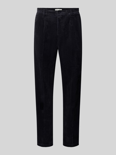 Produktfoto, Cordhose mit elastischem Bund Modell 'MARC' von Casual Friday aus Baumwoll-Elasthan-Mix in Schwarz, Regular Fit, deutlich sichtbare Cordstruktur, seitliche Taschen und Gesäßtaschen, elastischer Bund, Kontext: Herren Cordhose, Bundweite 43 cm, Innenbeinlänge 82 cm.