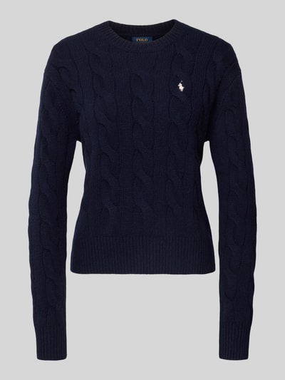 Polo Ralph Lauren Sweter z dzianiny z mieszanki bawełny i kaszmiru ze ściegiem warkoczowym Granatowy 2