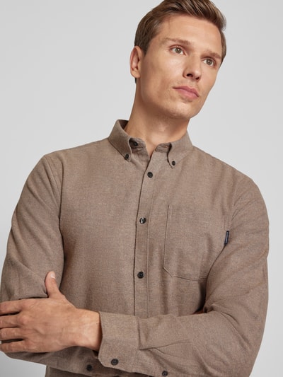 Lindbergh Freizeithemd mit Button-Down-Kragen Hellbraun 3