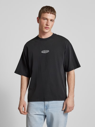 REVIEW Oversized T-Shirt mit Label-Stitching Black 4