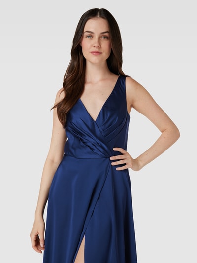 Luxuar Abendkleid mit V-Ausschnitt Dunkelblau 3