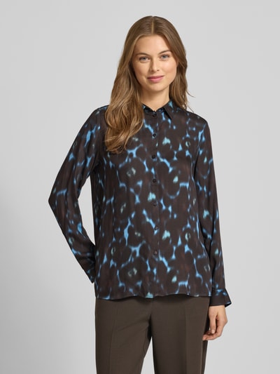 Milano Italy Regular Fit Bluse aus Viskose mit Knopfleiste Schoko 4