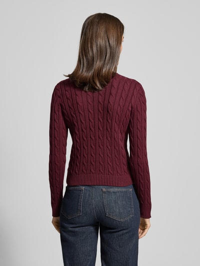 Lauren Ralph Lauren Strickjacke mit Zopfmuster und Label-Stitching Modell 'RALHAN' Bordeaux 5
