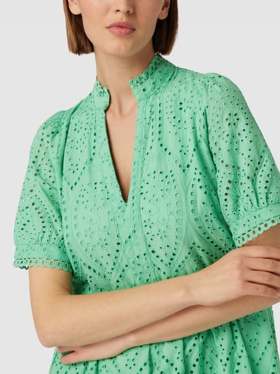 YAS Mini-jurk met broderie anglaise, model 'Holi' Groen - 3