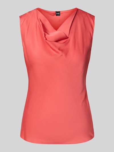 BOSS Regular Fit Seidenblusentop mit Wasserfall-Ausschnitt Pink 2