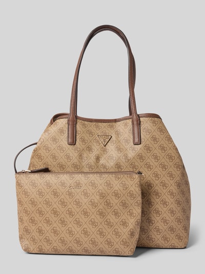 Guess Torebka z aplikacją z logo model ‘VICTTORIA’ Beżowy 2