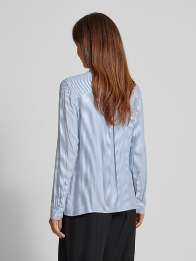 Milano Italy Slim Fit Bluse mit Schleifen-Detail Blau 5