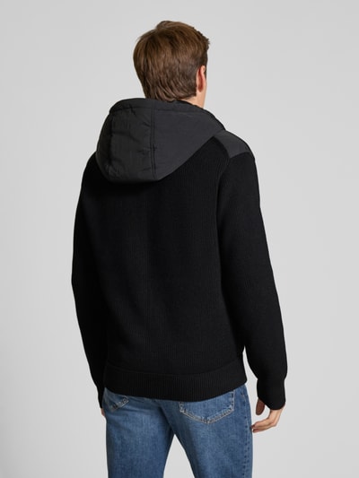 BOSS Orange Regular Fit Strickjacke mit Frontteil im Blouson-Stil Modell 'KIACCIO' Black 5