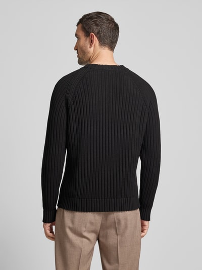 HUGO Strickpullover mit Rundhalsausschnitt Modell 'Sribben' Black 5