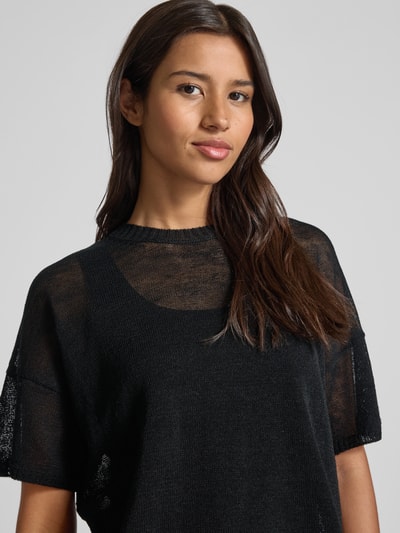 Milano Italy Gebreid shirt met ronde hals Zwart - 3