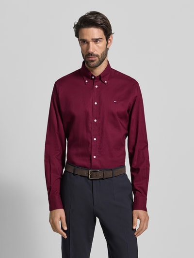 Tommy Hilfiger Regular fit zakelijk overhemd van puur katoen Bordeaux - 4