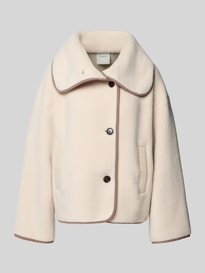 Produktfoto, kremowa Boxy Fit Fleecejacke z kieszeniami bocznymi, model 'romane' od VARLEY, kołnierz, zapięcie na guziki, tekstura miękkiego polaru