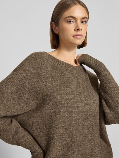 Only Regular Fit Strickpullover mit Fledermausärmel Modell 'DANIELLA' Mittelbraun Mel 3
