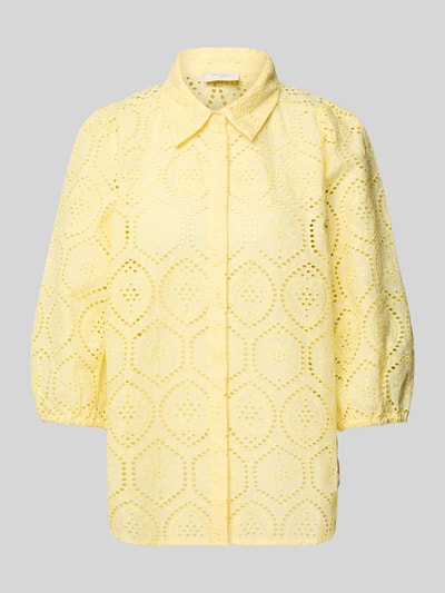 FREE/QUENT Regular Fit Bluse mit Lochstickerei Modell 'Agy' Hellgelb 2