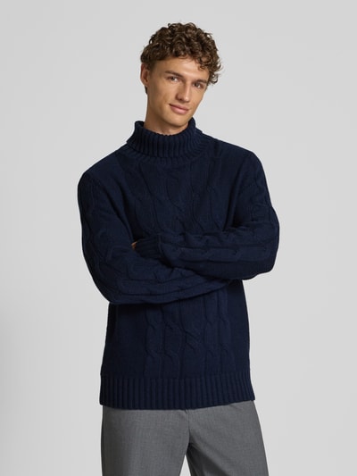 FTC-Cashmere Sweter z dzianiny z mieszanki bawełny i kaszmiru Granatowy 4