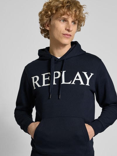 Replay Hoodie met labelprint Marineblauw - 3