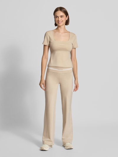 OH APRIL Flared Leggings mit elastischem Bund Modell 'Jasmin' Taupe 1