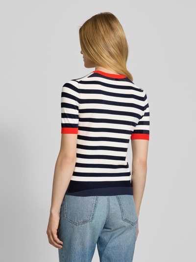 Jake*s Casual Strickshirt aus Viskose-Mix mit Streifenmuster Marine 5