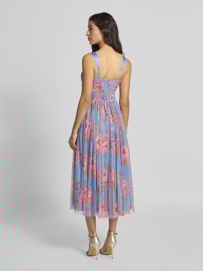 LACE & BEADS Knielanges Cocktailkleid mit Reißverschluss Bleu 5