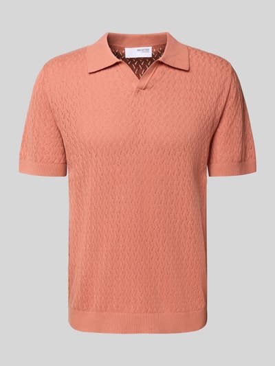 SELECTED HOMME Regular fit poloshirt in gehaakte look, model 'LINO' Oudroze - 2